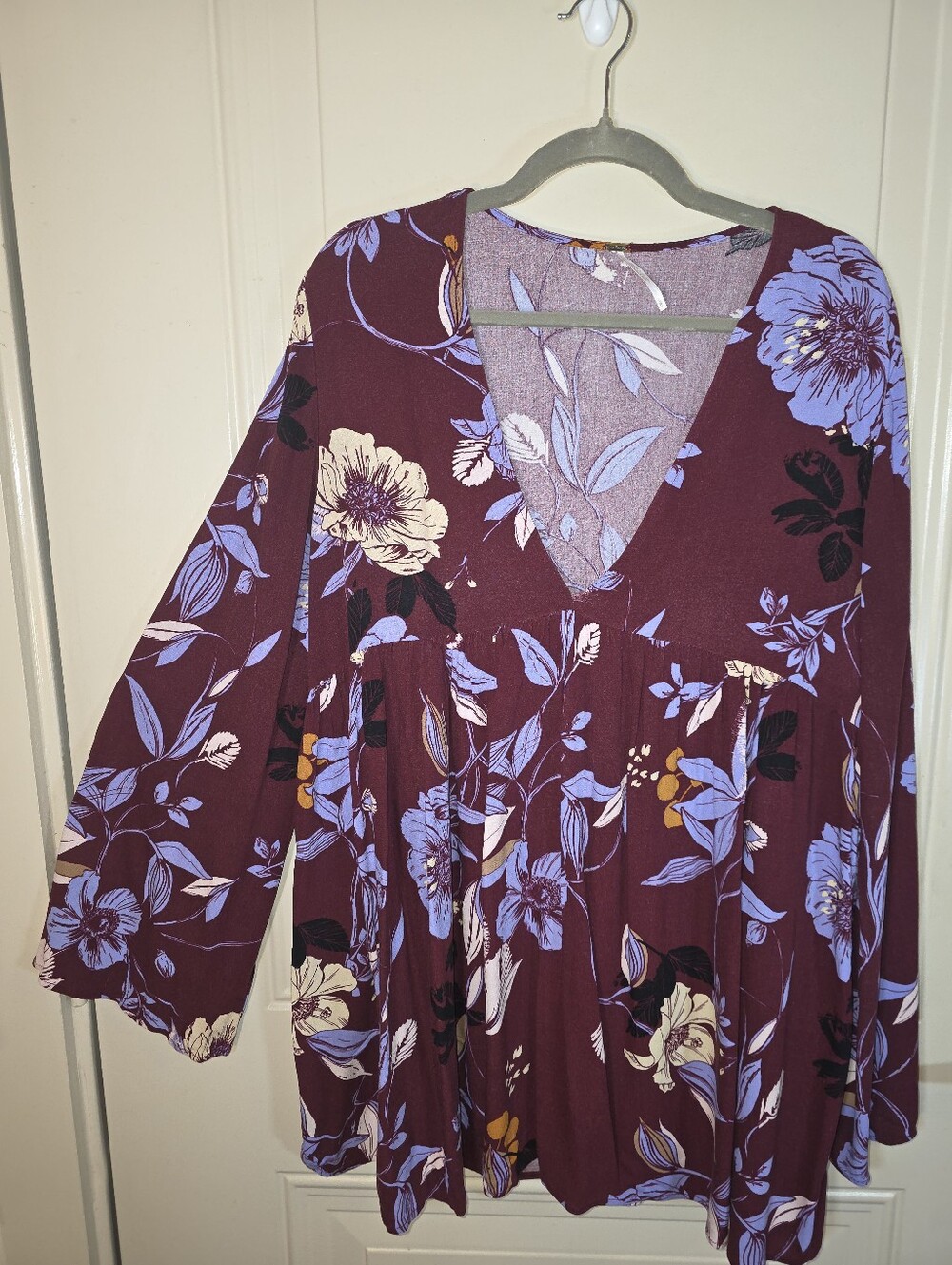Free People Purple Floral V-Neck Tunic Dress - Picture 8 of 9